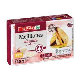 MEJILLONES AL AJILLO SPAR 16/20 UDS. 115 GRS. P.N.