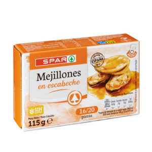 MEJILLONES EN ESCABECHE SPAR 16/20 UDS. 115 GRS. P.N.