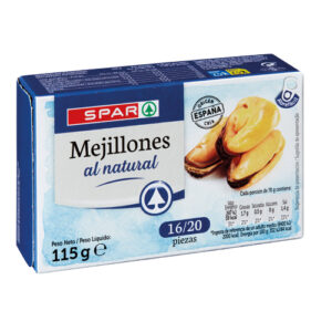 MEJILLONES AL NATURAL SPAR 16/20 UDS. 115 GRS. P.N.