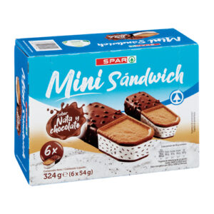 MINI SÁNDWICH NATA Y CHOCOLATE SPAR 6 UND. 54 GRS.
