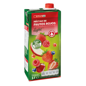 NÉCTAR DE FRUTOS ROJOS LIGHT CON LA MITAD DE CALORÍAS SPAR BRIK 1 L.