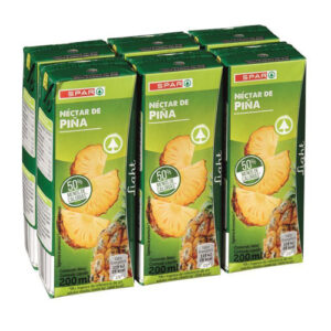 NÉCTAR DE PIÑA LIGHT CON LA MITAD DE CALORÍAS SPAR 200 ML. PACK-6