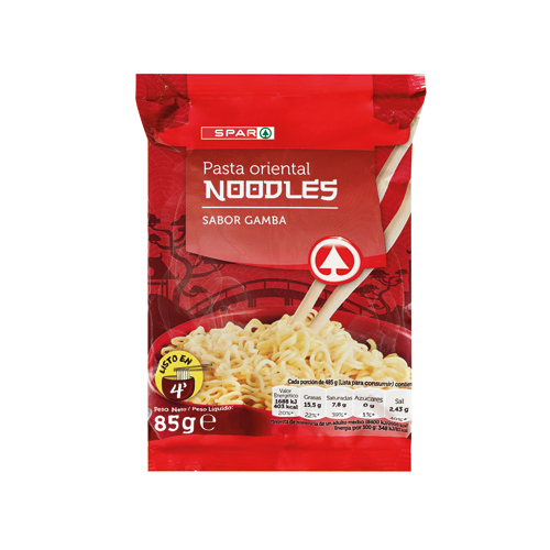 PASTA ORIENTAL NOODLES SABOR GAMBA SOBRE 85 GRS.