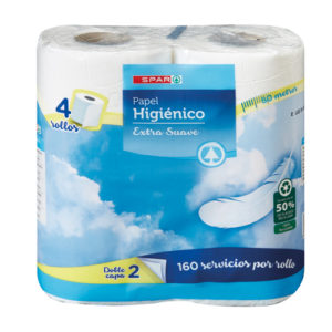 PAPEL HIGIÉNICO SPAR 100% EXTRA SUAVE PACK-4