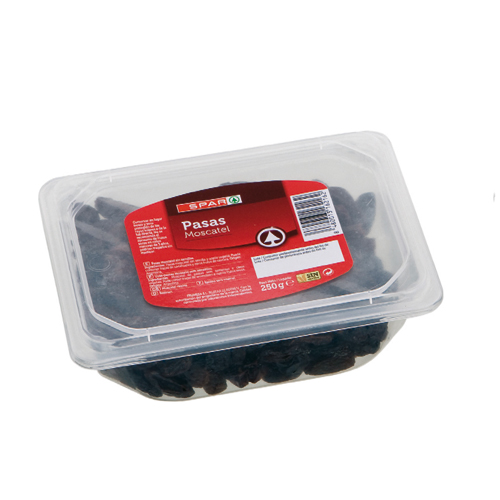 PASAS MOSCATEL SPAR BANDEJA PET 250 GRS.
