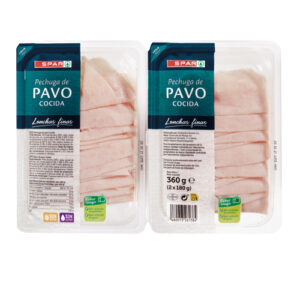 PECHUGA DE PAVO SPAR LONCHAS FINAS FORMATO BIPACK 2x180 GRS.