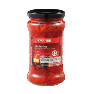 PIMIENTOS DEL PIQUILLO EN TIRAS AL AJILLO SPAR FRASCO 314 GRS.
