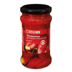 PIMIENTOS DEL PIQUILLO ENTEROS AL AJILLO SPAR FRASCO 314 GRS.