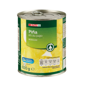 PIÑA EN SU JUGO SPAR RODAJAS LATA 820 GRS.