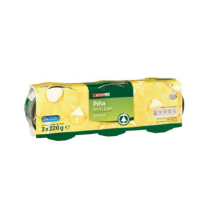 PIÑA EN SU JUGO SPAR RODAJAS LATA 220 GRS. PACK-3