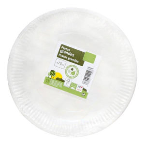 PLATO GRANDE DE CARTÓN BIODEGRADABLE 23 CM. 10 UND.