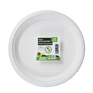 PLATO EXTRA GRANDE COMPOSTABLE Y BIODEGRADABLE 25 CM. 10 UND.