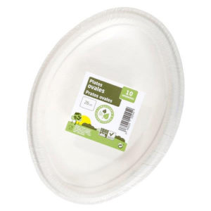 PLATO OVALADO DE CARTÓN BIODEGRADABLE 26 CM. 10 UND.