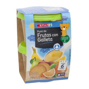 PURÉ DE FRUTAS CON GALLETA SPAR 200 GRS. 2 UND.