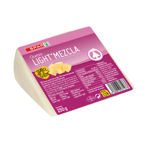 QUESO TIERNO MEZCLA LIGHT SPAR CUÑA 250 GRS.