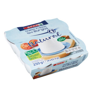 QUESO FRESCO TIPO BURGOS NATURAL SPAR TARRINA 4X62,5 G.