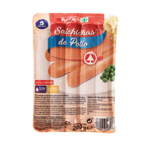 SALCHICHAS DE POLLO SPAR 5 UND. 200 GRS.