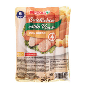 SALCHICHAS ESTILO VIENA CON QUESO SPAR 5 UND. 200 GRS.