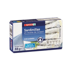 SARDINILLAS EN ACEITE DE GIRASOL SPAR 88 GRS. P.N.