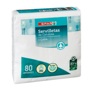 SERVILLETAS BLANCAS SPAR 1 CAPA 30x30CM. 80 UND.