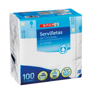 SERVILLETAS BLANCAS SPAR 2 CAPAS 30x30CM. 100 UND.