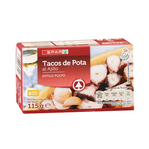 TACOS DE POTA AL AJILLO SPAR 120 GRS. P.N.
