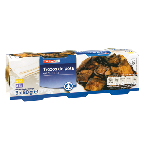 TROZOS DE POTA EN SU TINTA SPAR RO-85 PACK-3 P.N.