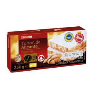 TURRÓN DE ALICANTE TRADICIONAL CALIDAD SUPREMA SPAR 250 GRS.