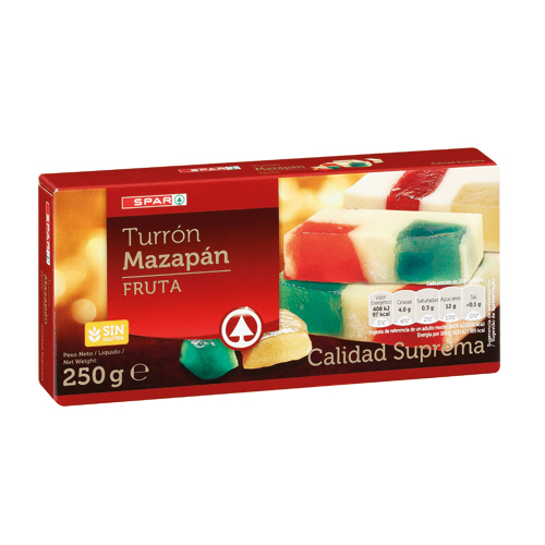 TURRÓN MAZAPÁN FRUTAS CALIDAD SUPREMA SPAR 250 GRS.