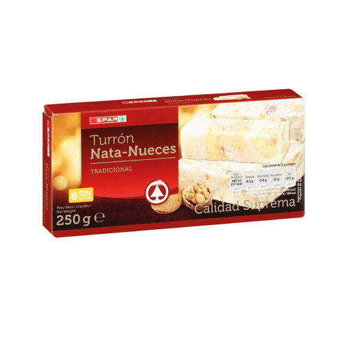 TURRÓN NATA-NUECES CALIDAD SUPREMA SPAR 250 GRS.
