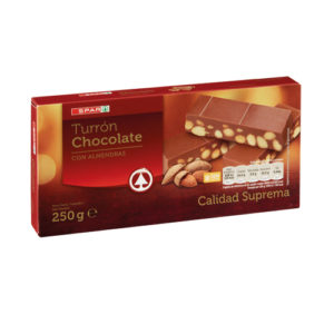 TURRÓN DE CHOCOLATE CON ALMENDRAS SPAR 250 GRS.