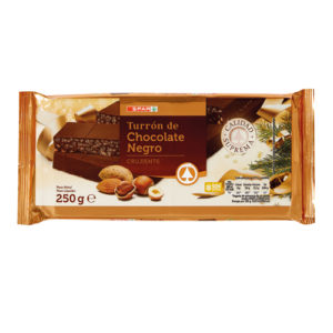 TURRÓN DE CHOCOLATE NEGRO CRUJIENTE SPAR 250 GRS.