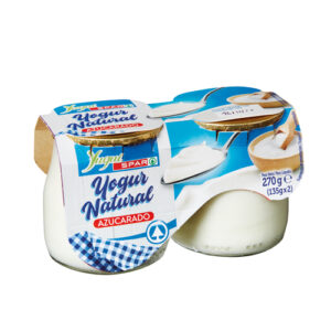 YOGUR YUGUI SPAR NATURAL AZUCARADO TARRO CRISTAL 135 GRS PACK-2