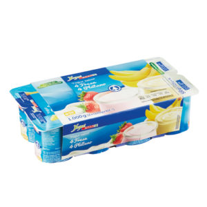 YOGUR YUGUI SPAR SABOR FRESA Y SABOR PLÁTANO 125 GRS PACK-8 (4 UDS. FRESA Y 4 UDS. PLÁTANO)