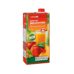 ZUMO DE MELOCOTÓN-UVA-MANZANA SPAR BRIK 1 L.