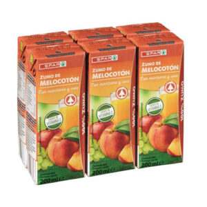 ZUMO DE MELOCOTÓN-UVA-MANZANA SPAR 200 ML. PACK-6