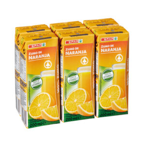 ZUMO DE NARANJA SPAR 200 ML. PACK-6